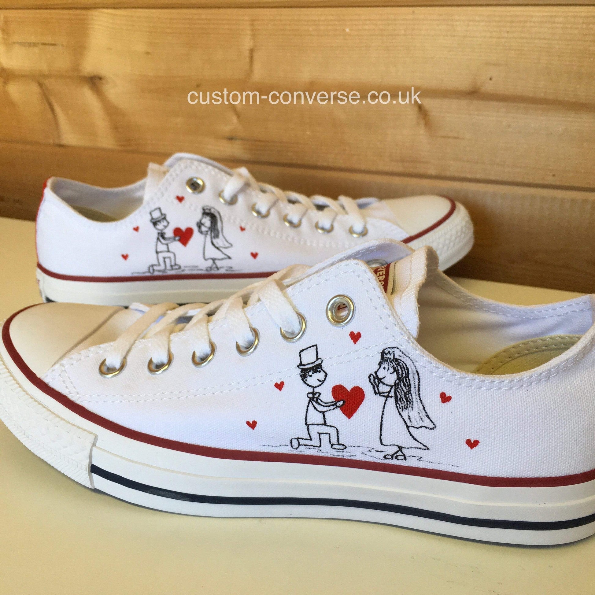 Bride and Groom Doodle Wedding Converse Custom Trainers