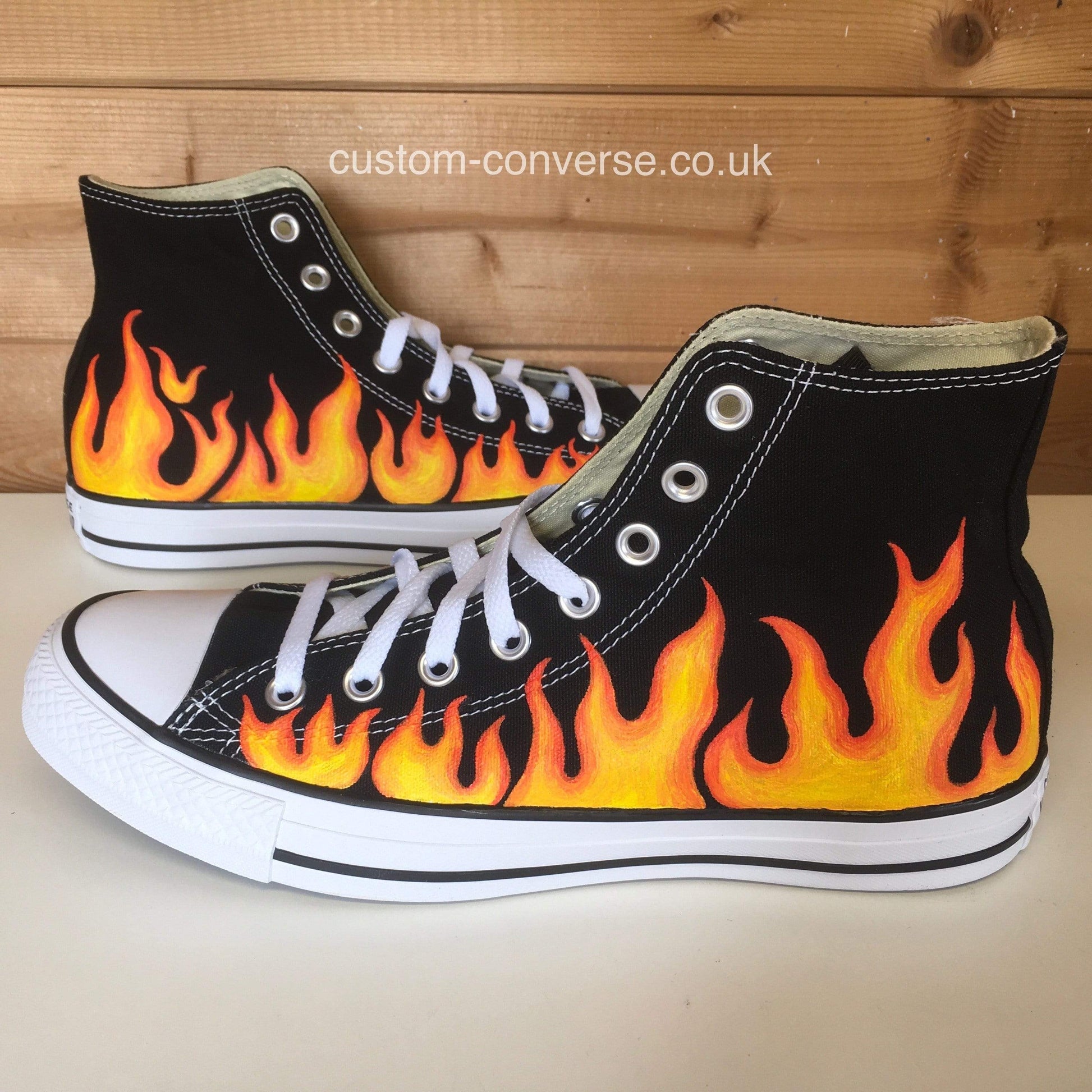 Flames High Top Converse Custom Trainers - Main Image