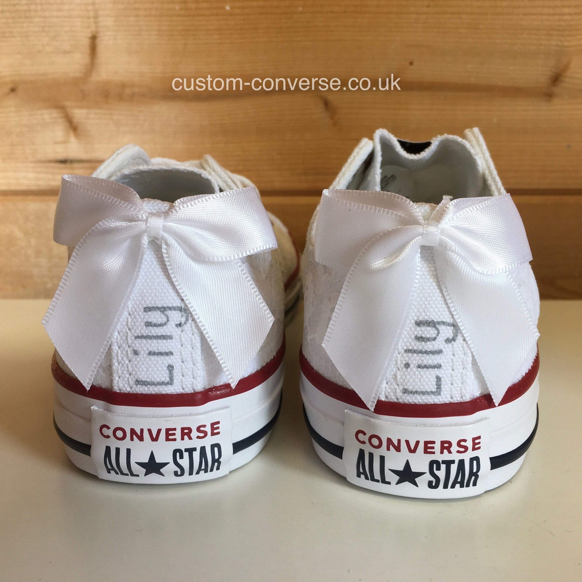 Kids Lace Trim Low Top Converse Wedding Shoes