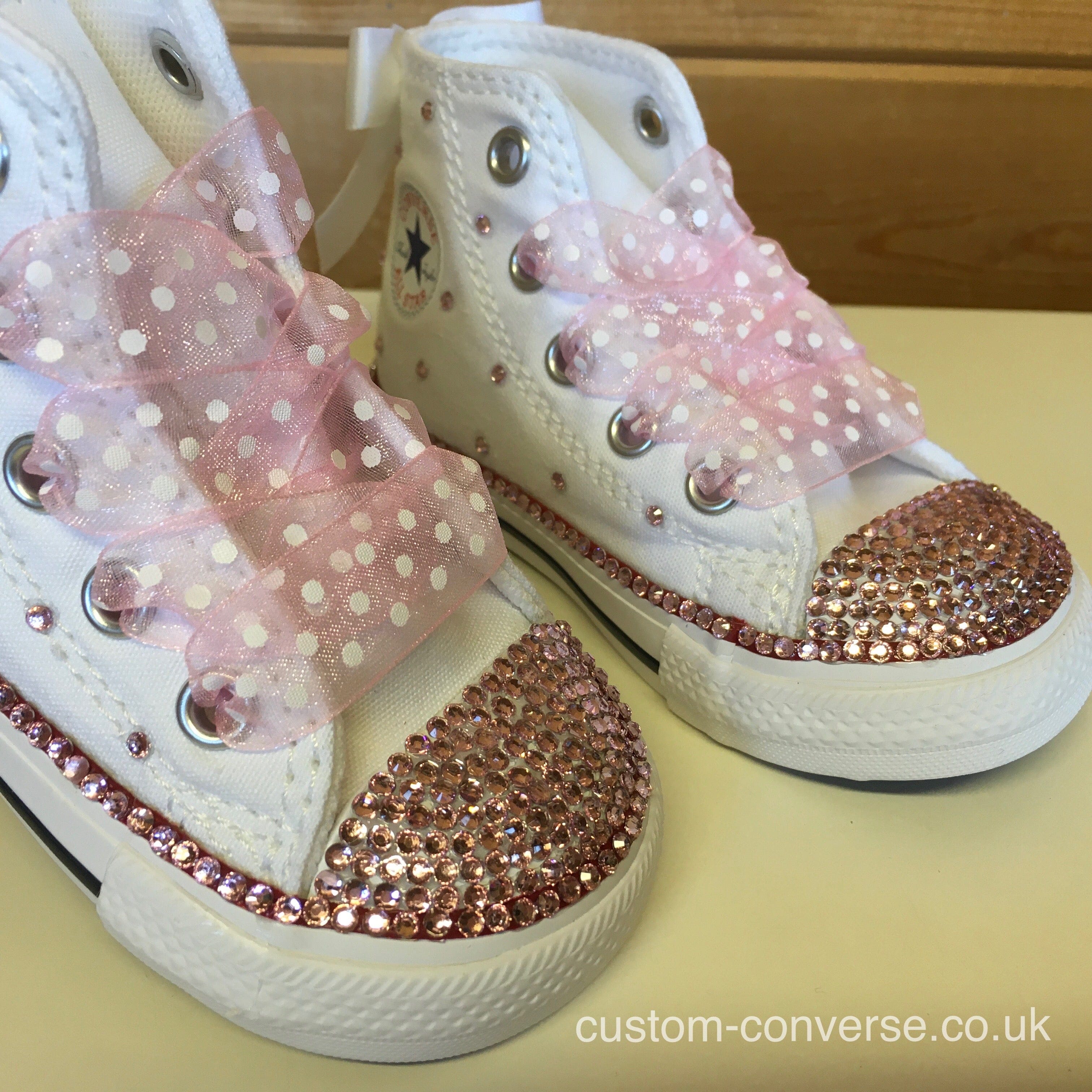 Pink diamante deals converse