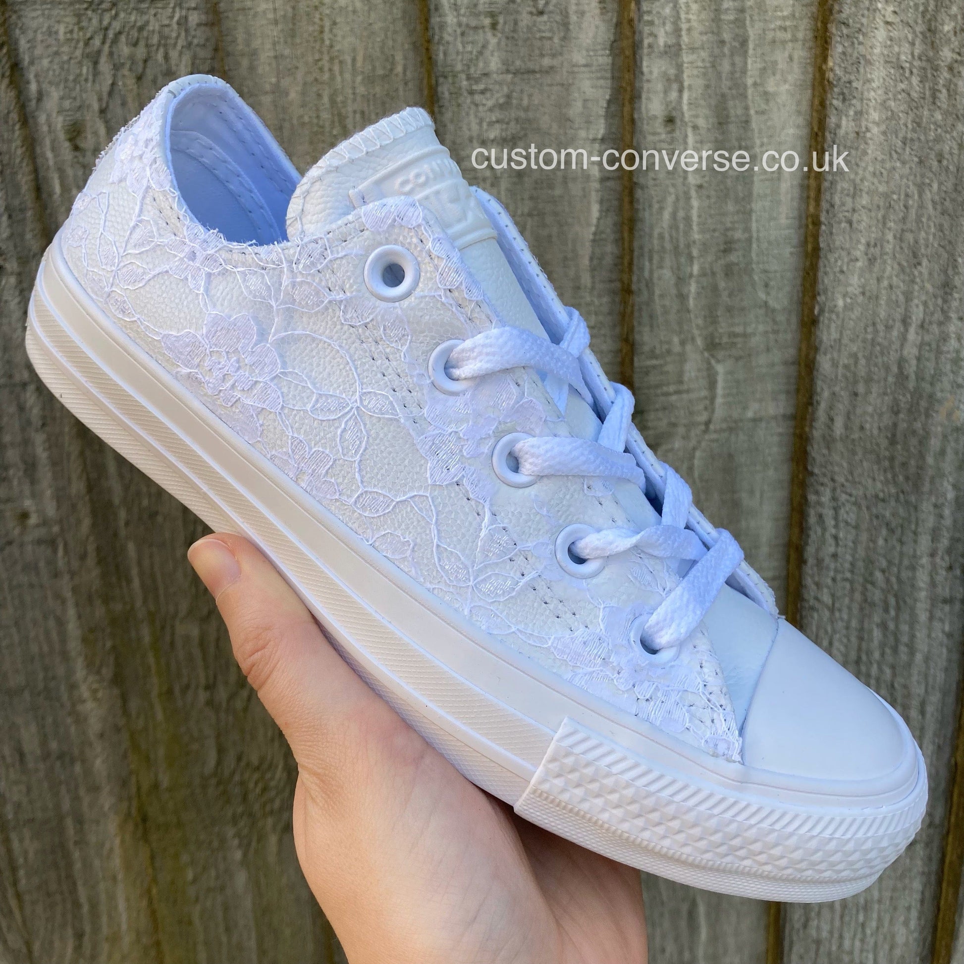 Converse Wedding Lace Covering Leather Converse