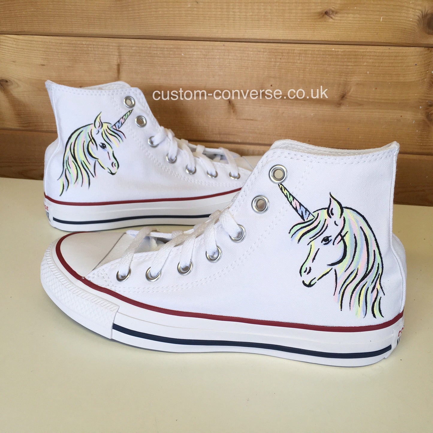 Pastel Rainbow Unicorn Converse Custom Trainers - Main Image