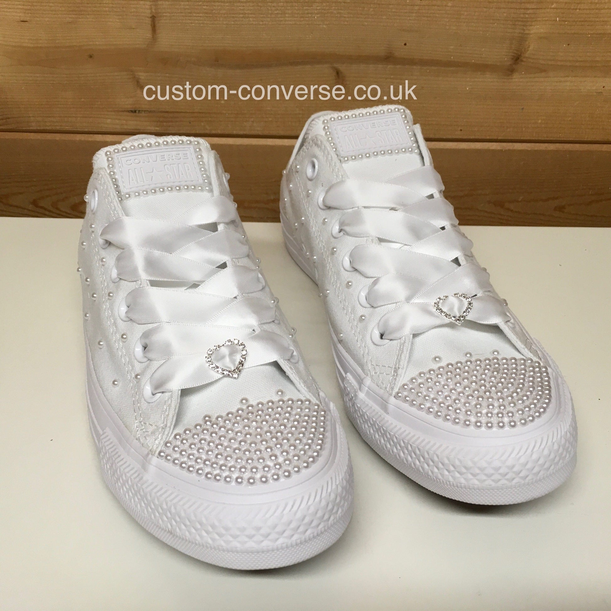 White Pearl Scatter Wedding Converse Custom Bridal Trainers