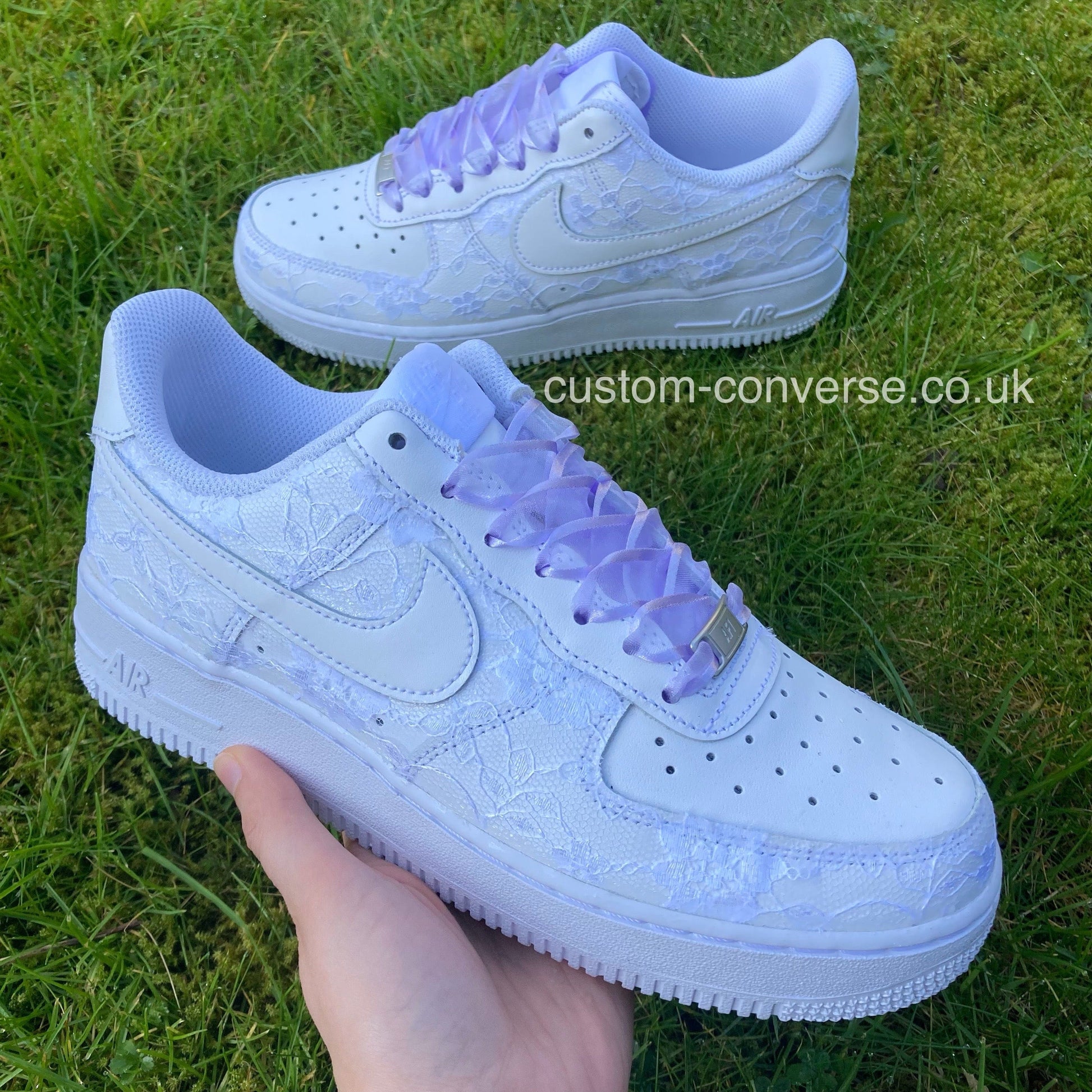 Lace Covered Nike Air Force Custom Wedding Trainers