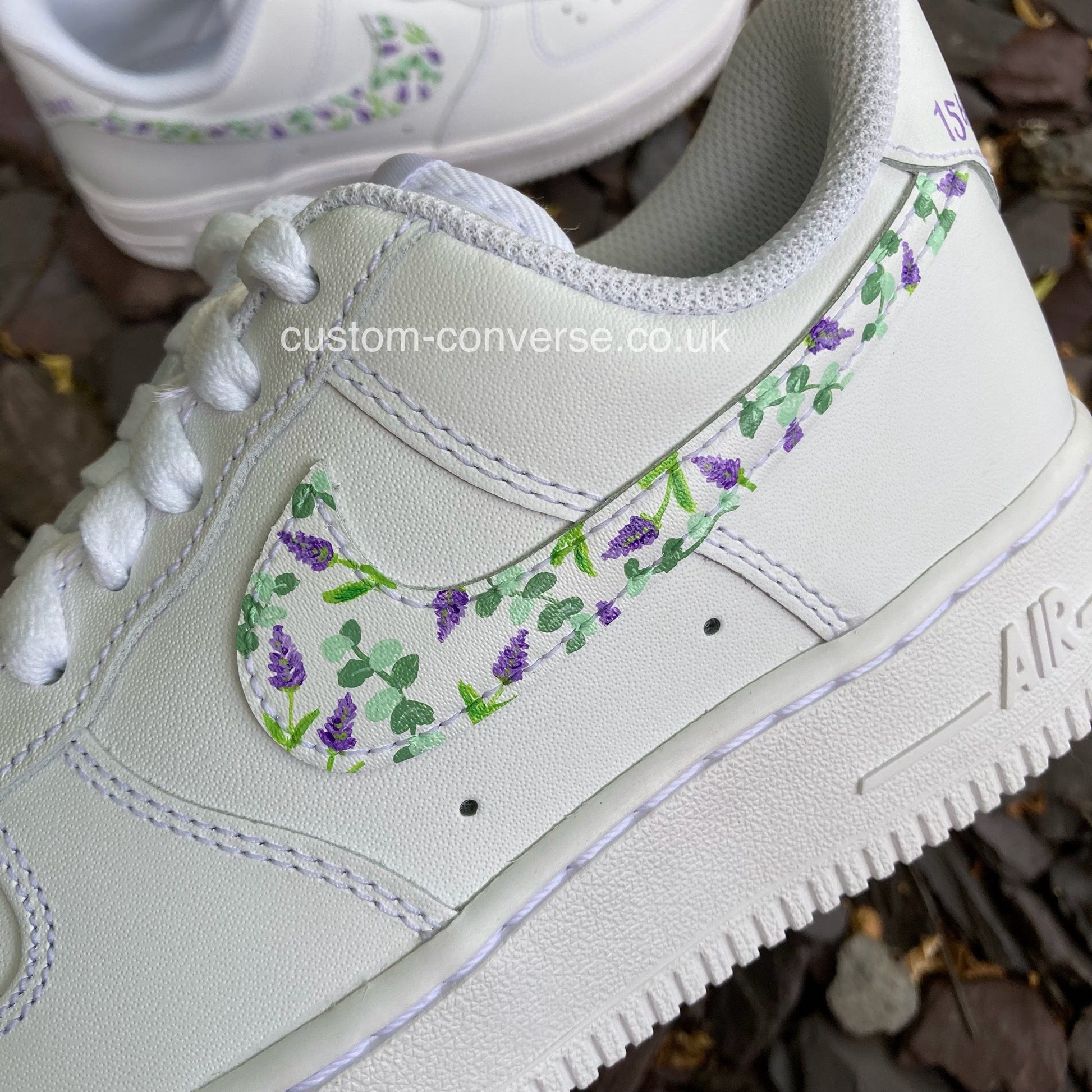 nike lavender flower shoes Lavender & Eucalyptus Swoosh Air Force 1 Custom Trainers