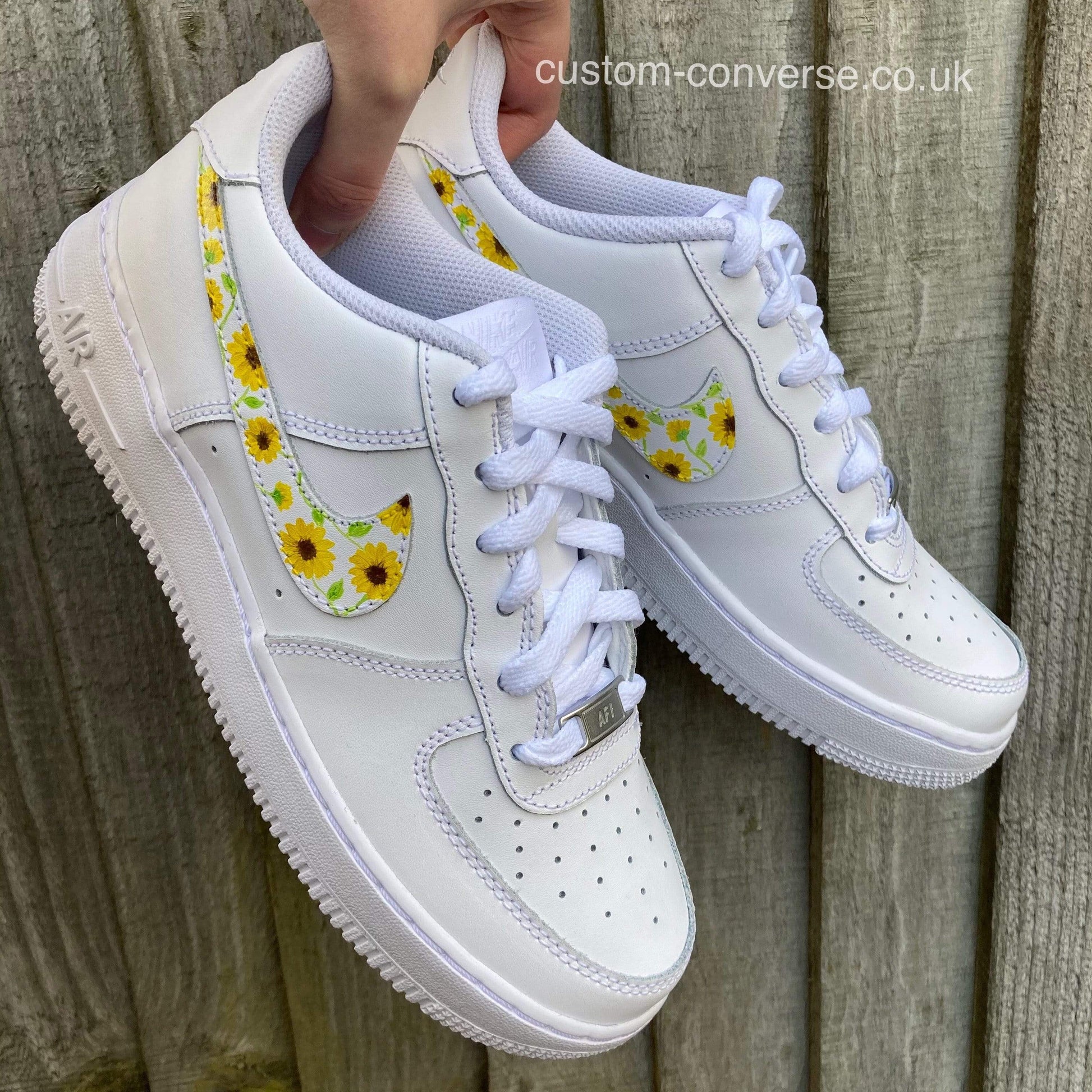 Sunflower Swoosh Air Force Custom Hand Painted Trainers